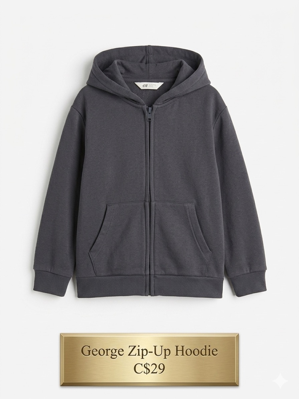 H&M Kids Classic Zip-Up Hoodie - Charcoal Grey - Size 5T/6 (EUC)